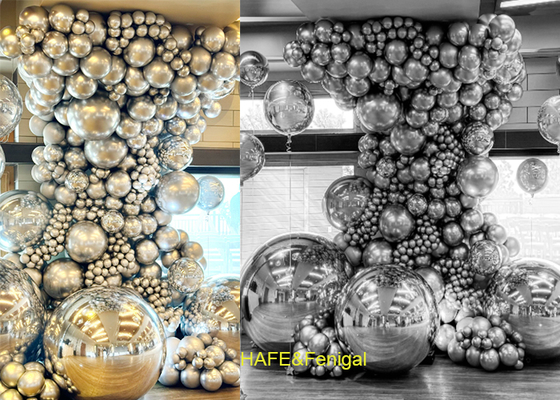 3.3ft Or 1m PVC Silver Shiny Mirror Balloons For Party Planners And Artists