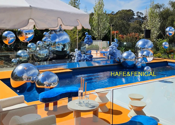 0.8m, 1m, And 2m Inflatable PVC Silver Mirror Balloons For The Luxe Pool Party