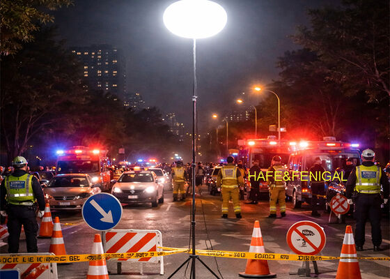 400w LED सुरक्षित गुब्बारे की लाइटें रैपिड रिस्पांस के लिए एडजस्टेबल ट्राइपॉड पर लगी हुई हैं