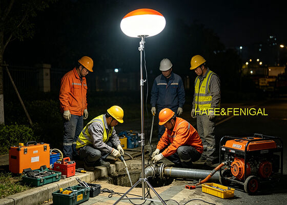 साइलेंट ऑपरेशन बैटरी-पावर्ड एलईडी बैलून लाइट 24V/48V डीसी इनपुट के साथ मोबाइल फील्ड सर्विस के लिए